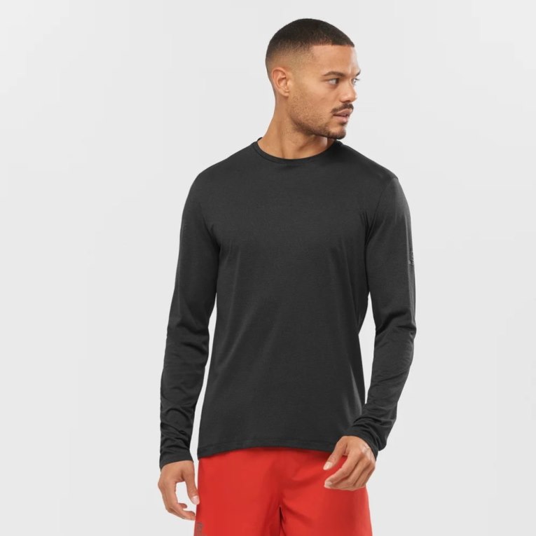 Black Salomon Agile Long Sleeve Men\'s T-Shirts | IE TV6327